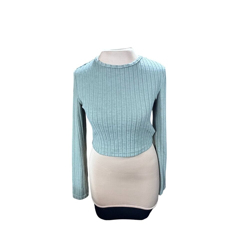 Shein Frenchy Ribbed Knit Crop Top Long Sleeve S